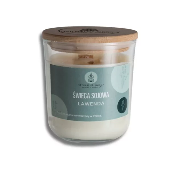 naturalna-swieca-sojowa-lawenda-250-ml naturalna-swieca-sojowa-o-zapachu-lawendy-w-szklanym-pojemniku-z-drewniana-zakretka-drewniany-knot-biale-tlo-250-ml