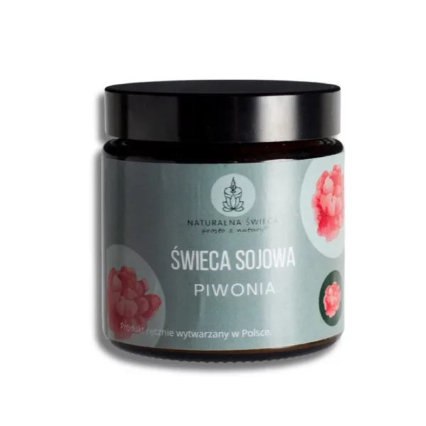 naturalna-swieca-sojowa-piwonia-120-ml naturalna-swieca-sojowa-o-zapachu-piwonii-w-szklanym-ciemnym-pojemniku-z-zakretka-drewniany-knot-biale-tlo-120-ml