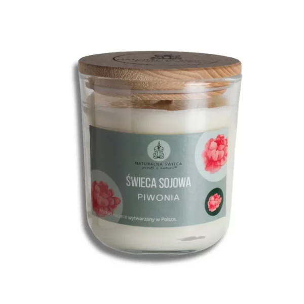 naturalna-swieca-sojowa-piwonia-250-ml naturalna-swieca-sojowa-o-zapachu-piwonii-w-szklanym-pojemniku-z-drewniana-zakretka-drewniany-knot-biale-tlo-250-ml